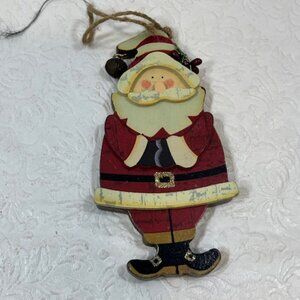 Wooden Christmas Santa Holiday Hanging Tree Ornament 5.5"